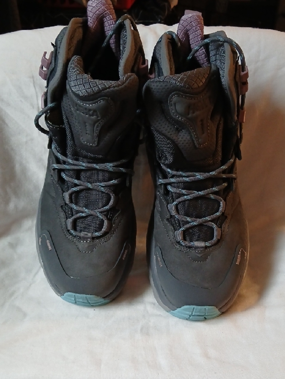 Hoka Women's Dark Gray Lace-Up Hiking Boots with Pink Accents - Picture 2 of 11